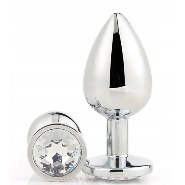 Silver Plug korek analny z cyrkonią  rozmiar M