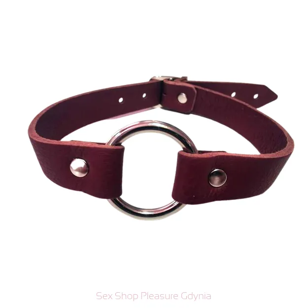 Choker skóra naturalna bordo