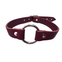 Choker skóra naturalna bordo