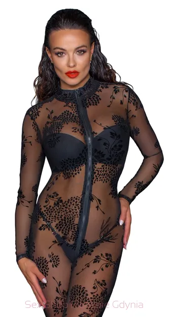 Rihanna Noir Handmade siateczkowy  kombinezon rozmiar S